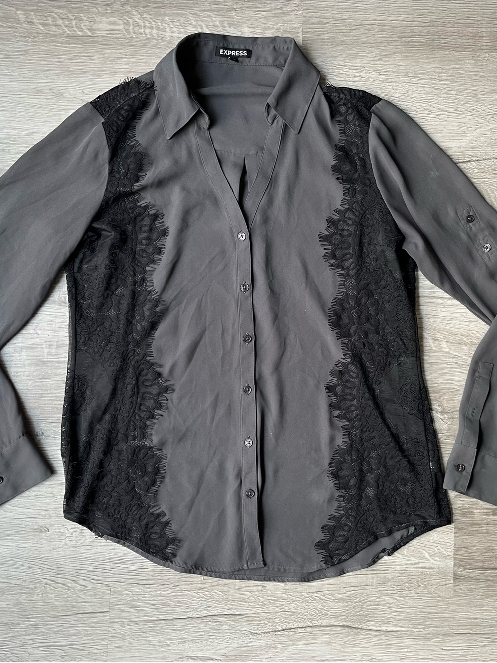 Express Lace-Panel Button-Down Shirt
